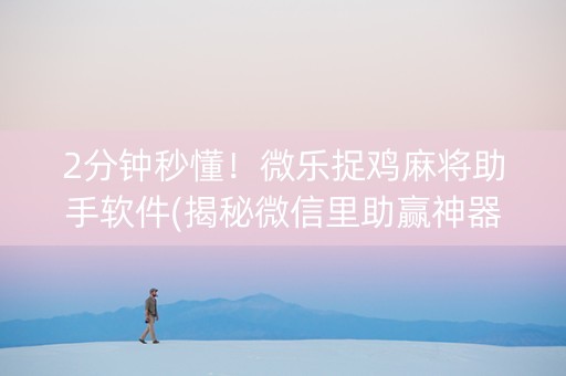 2分钟秒懂！微乐捉鸡麻将助手软件(揭秘微信里助赢神器)
