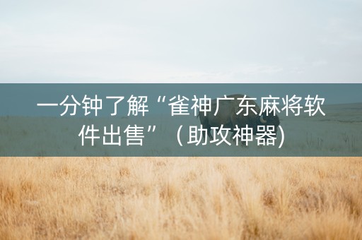 一分钟了解“雀神广东麻将软件出售”（助攻神器)