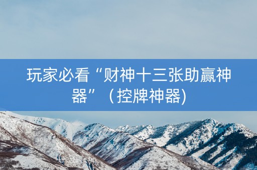 玩家必看“财神十三张助赢神器”（控牌神器)
