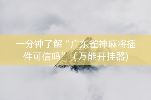 一分钟了解“广东雀神麻将插件可信吗”（万能开挂器)