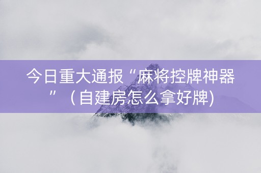 今日重大通报“麻将控牌神器”（自建房怎么拿好牌)