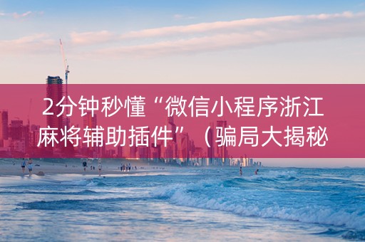 2分钟秒懂“微信小程序浙江麻将辅助插件”（骗局大揭秘)