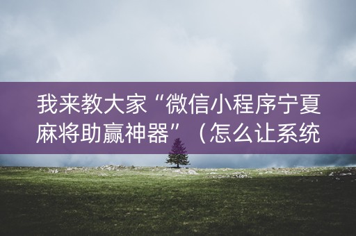 我来教大家“微信小程序宁夏麻将助赢神器”（怎么让系统给自己好牌)