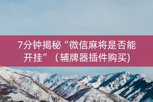 7分钟揭秘“微信麻将是否能开挂”（辅牌器插件购买)