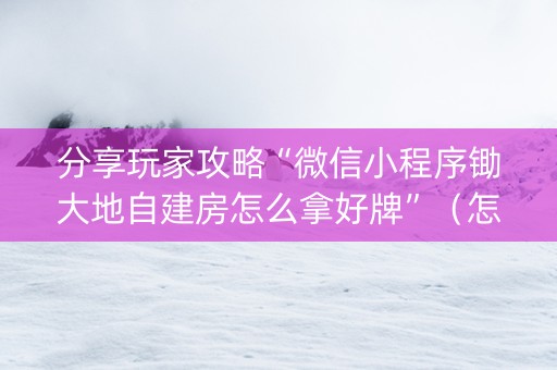 分享玩家攻略“微信小程序锄大地自建房怎么拿好牌”（怎么控制输赢)