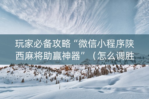 玩家必备攻略“微信小程序陕西麻将助赢神器”（怎么调胜率)