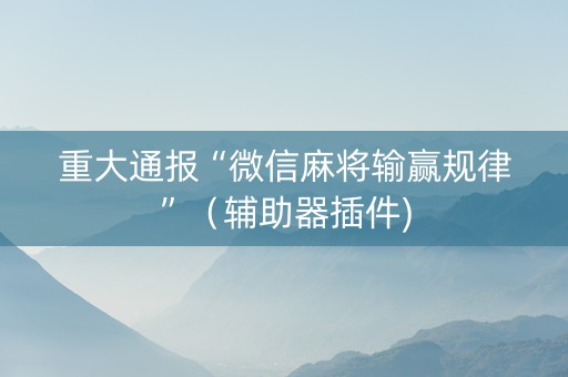 重大通报“微信麻将输赢规律”（辅助器插件)
