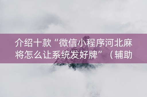 介绍十款“微信小程序河北麻将怎么让系统发好牌”（辅助软件)