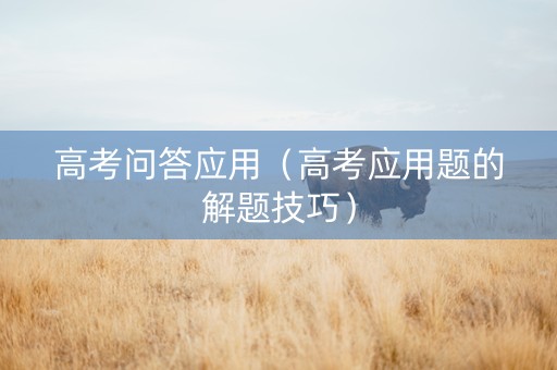 高考问答应用（高考应用题的解题技巧）
