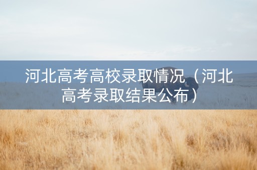 河北高考高校录取情况（河北高考录取结果公布）
