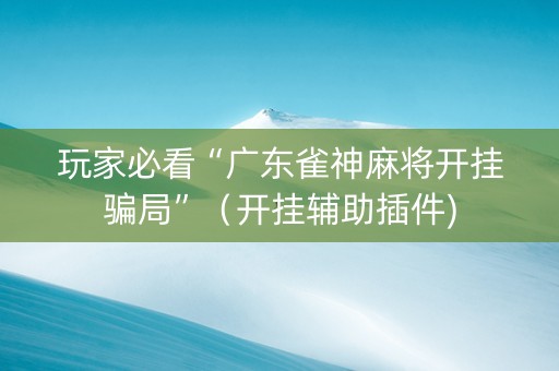 玩家必看“广东雀神麻将开挂骗局”（开挂辅助插件)