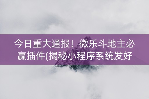 今日重大通报！微乐斗地主必赢插件(揭秘小程序系统发好牌)