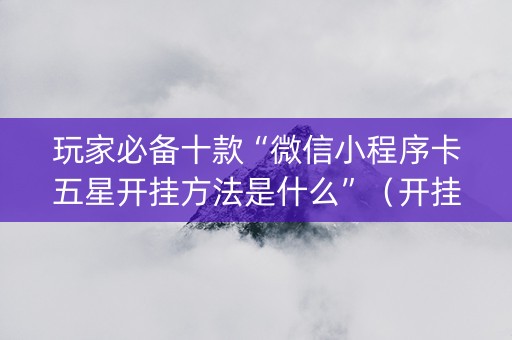 玩家必备十款“微信小程序卡五星开挂方法是什么”（开挂辅助脚本)