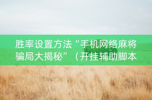 胜率设置方法“手机网络麻将骗局大揭秘”（开挂辅助脚本)
