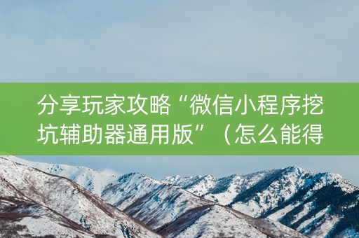 分享玩家攻略“微信小程序挖坑辅助器通用版”（怎么能得到好牌)