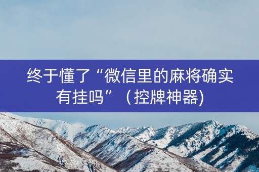 终于懂了“微信里的麻将确实有挂吗”（控牌神器)