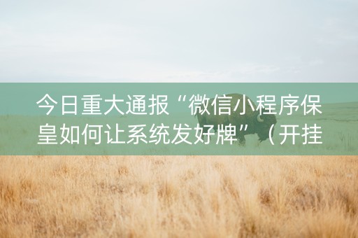 今日重大通报“微信小程序保皇如何让系统发好牌”（开挂辅助器脚本)