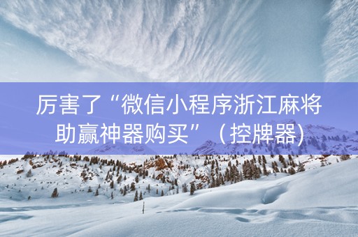 厉害了“微信小程序浙江麻将助赢神器购买”（控牌器)