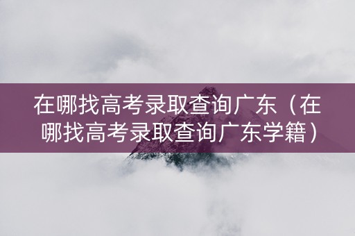 在哪找高考录取查询广东（在哪找高考录取查询广东学籍）