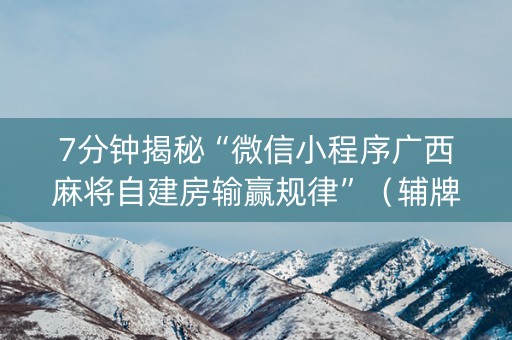7分钟揭秘“微信小程序广西麻将自建房输赢规律”（辅牌器插件购买)
