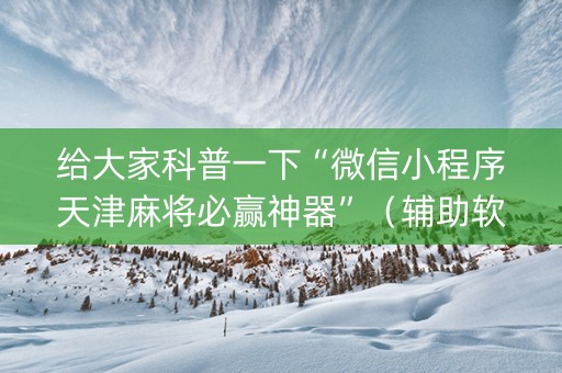 给大家科普一下“微信小程序天津麻将必赢神器”（辅助软件)