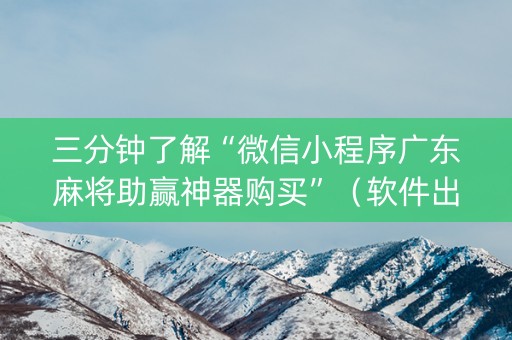 三分钟了解“微信小程序广东麻将助赢神器购买”（软件出售)