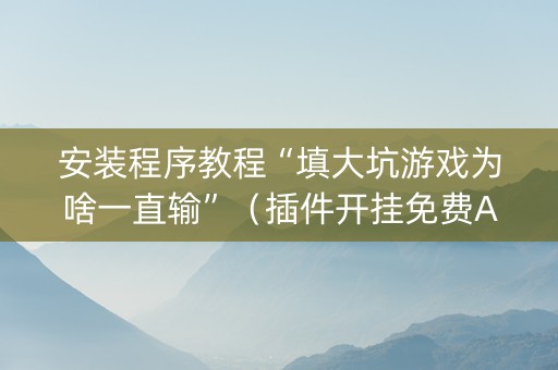 安装程序教程“填大坑游戏为啥一直输”（插件开挂免费AI)