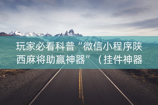 玩家必看科普“微信小程序陕西麻将助赢神器”（挂件神器)