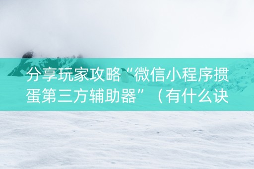 分享玩家攻略“微信小程序掼蛋第三方辅助器”（有什么诀窍)