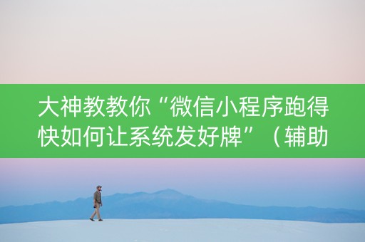 大神教教你“微信小程序跑得快如何让系统发好牌”（辅助器插件)