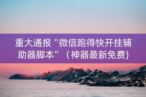 重大通报“微信跑得快开挂辅助器脚本”（神器最新免费)