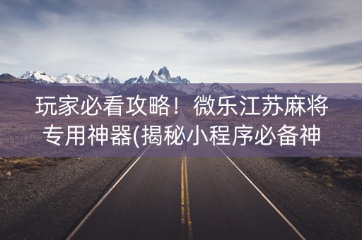 玩家必看攻略！微乐江苏麻将专用神器(揭秘小程序必备神器)