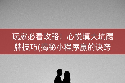 玩家必看攻略！心悦填大坑踢牌技巧(揭秘小程序赢的诀窍)