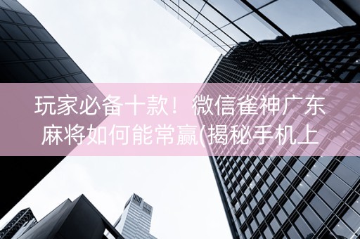玩家必备十款！微信雀神广东麻将如何能常赢(揭秘手机上输赢规律)