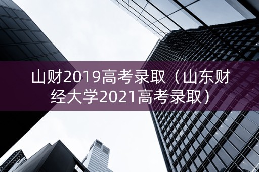 山财2019高考录取（山东财经大学2021高考录取）