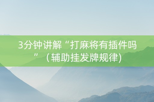 3分钟讲解“打麻将有插件吗”（辅助挂发牌规律)