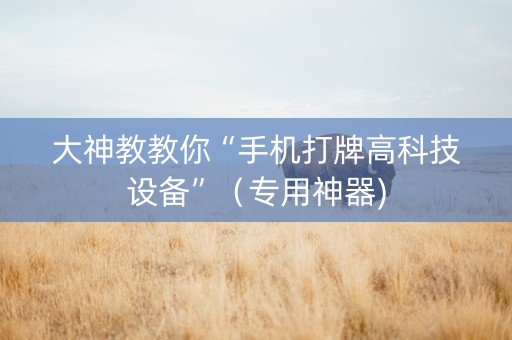 大神教教你“手机打牌高科技设备”（专用神器)