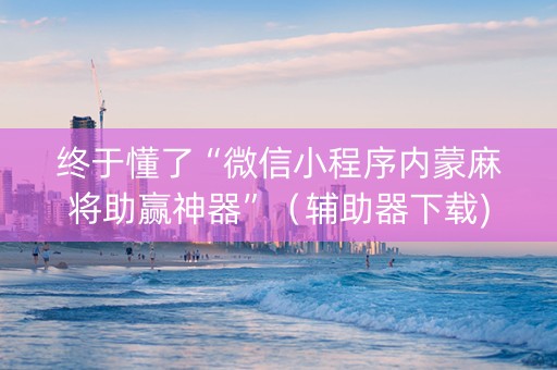 终于懂了“微信小程序内蒙麻将助赢神器”（辅助器下载)