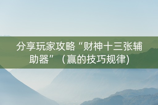 分享玩家攻略“财神十三张辅助器”（赢的技巧规律)