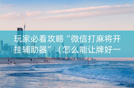 玩家必看攻略“微信打麻将开挂辅助器”（怎么能让牌好一点)