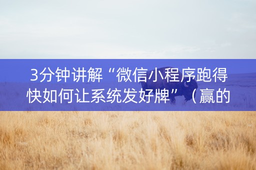 3分钟讲解“微信小程序跑得快如何让系统发好牌”（赢的技巧规律)