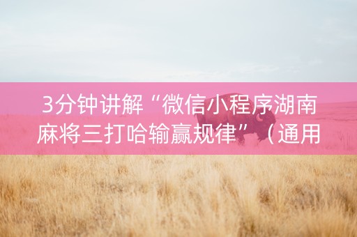 3分钟讲解“微信小程序湖南麻将三打哈输赢规律”（通用挂软件多少钱)