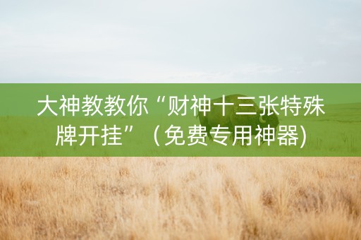 大神教教你“财神十三张特殊牌开挂”（免费专用神器)
