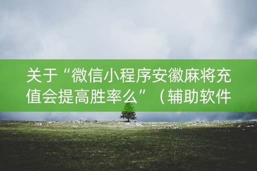 关于“微信小程序安徽麻将充值会提高胜率么”（辅助软件)