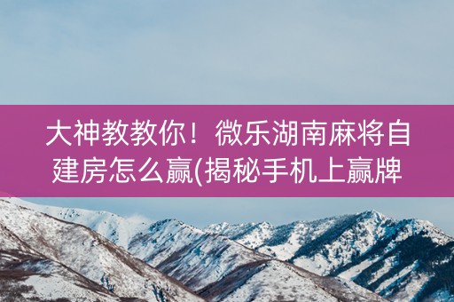 大神教教你！微乐湖南麻将自建房怎么赢(揭秘手机上赢牌技巧)