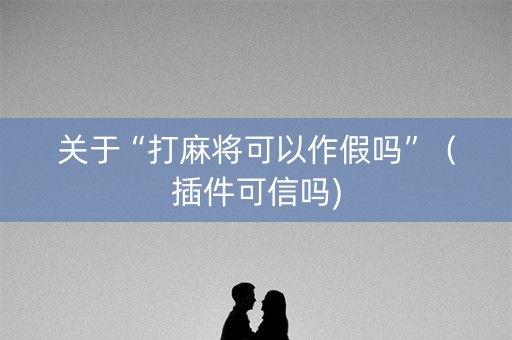关于“打麻将可以作假吗”（插件可信吗)