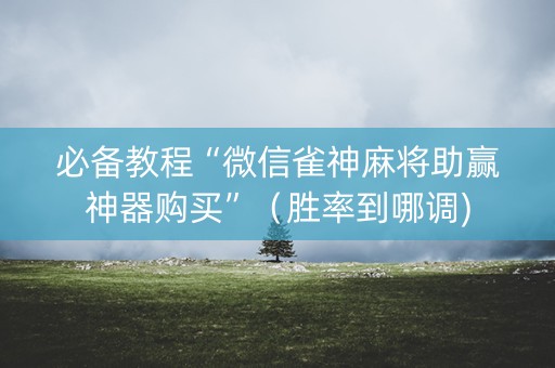 必备教程“微信雀神麻将助赢神器购买”（胜率到哪调)