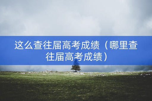 这么查往届高考成绩（哪里查往届高考成绩）