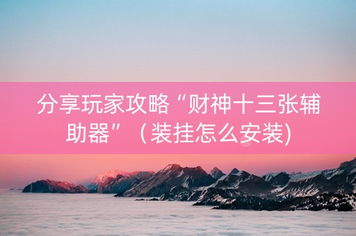 分享玩家攻略“财神十三张辅助器”（装挂怎么安装)
