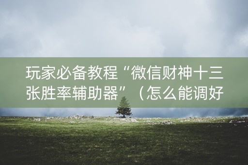 玩家必备教程“微信财神十三张胜率辅助器”（怎么能调好牌)